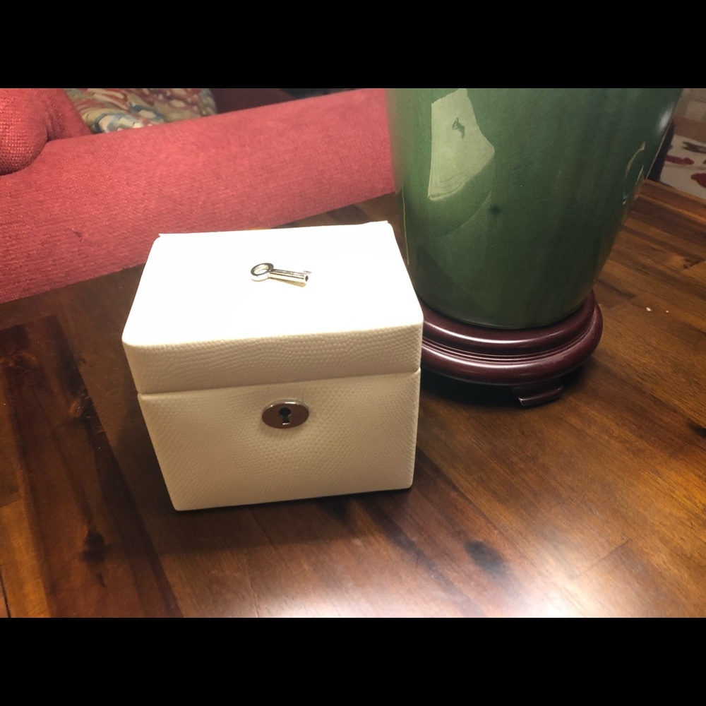 Pottery Barn Leather Jewelry Box w/Key